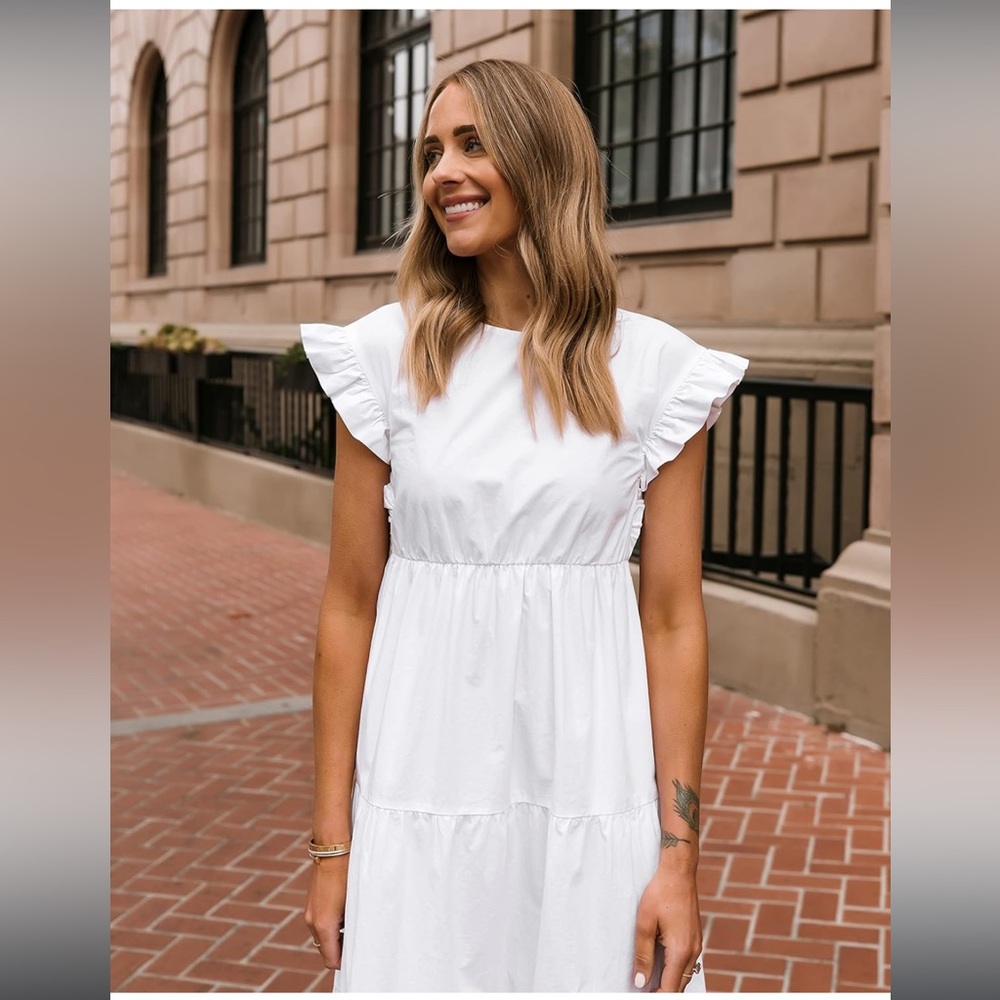 100% cotton white midi dress - Picture 2 of 5